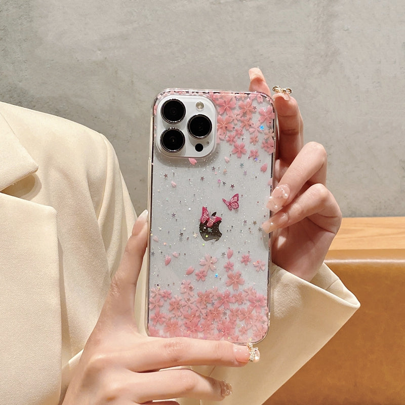 Soft Transparent Flowers Butterfly iPhone Case-Fonally-