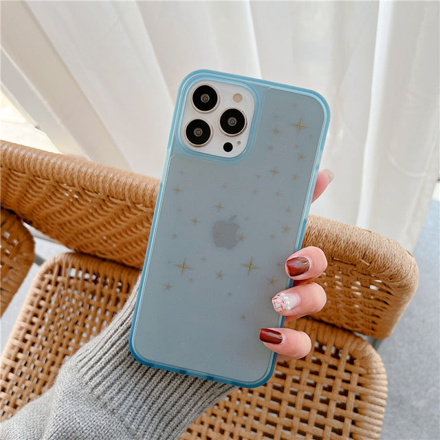 Sparkling Stars Frosted iPhone Case-Fonally-For iPhone 13 Pro Max-Blue-