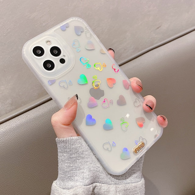 Stars & Hearts Rainbow Effect iPhone Case-Fonally-For iPhone 13 Pro Max-Hearts-