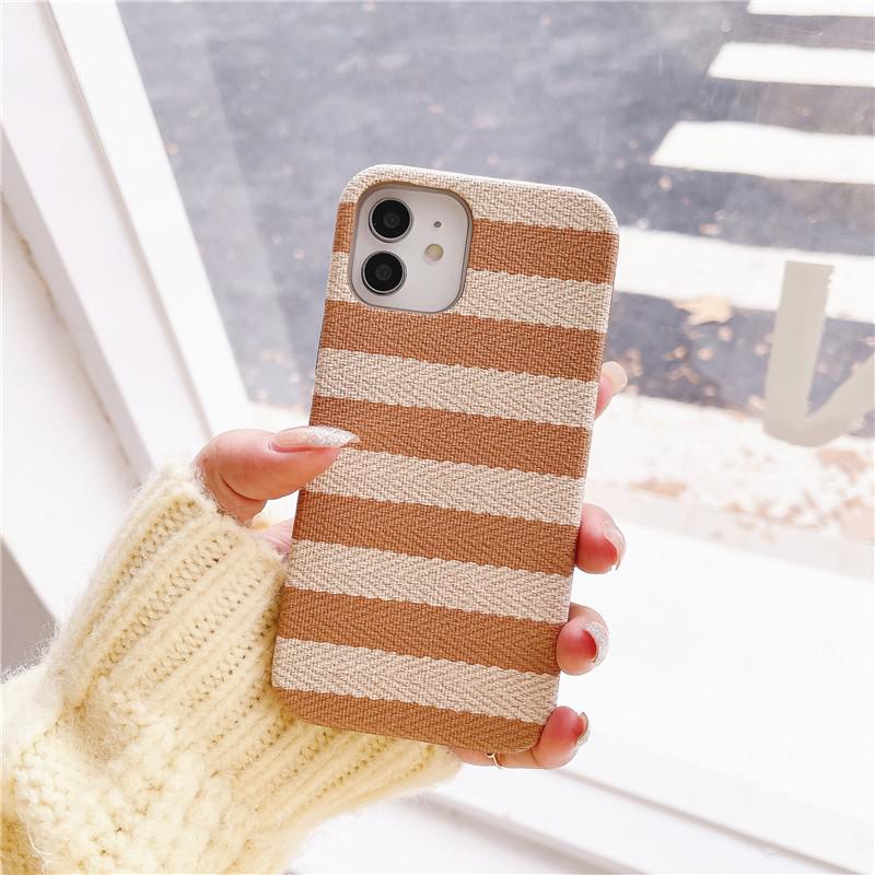 Stripes Fabric iPhone Case-Fonally-For iPhone SE-Brown-