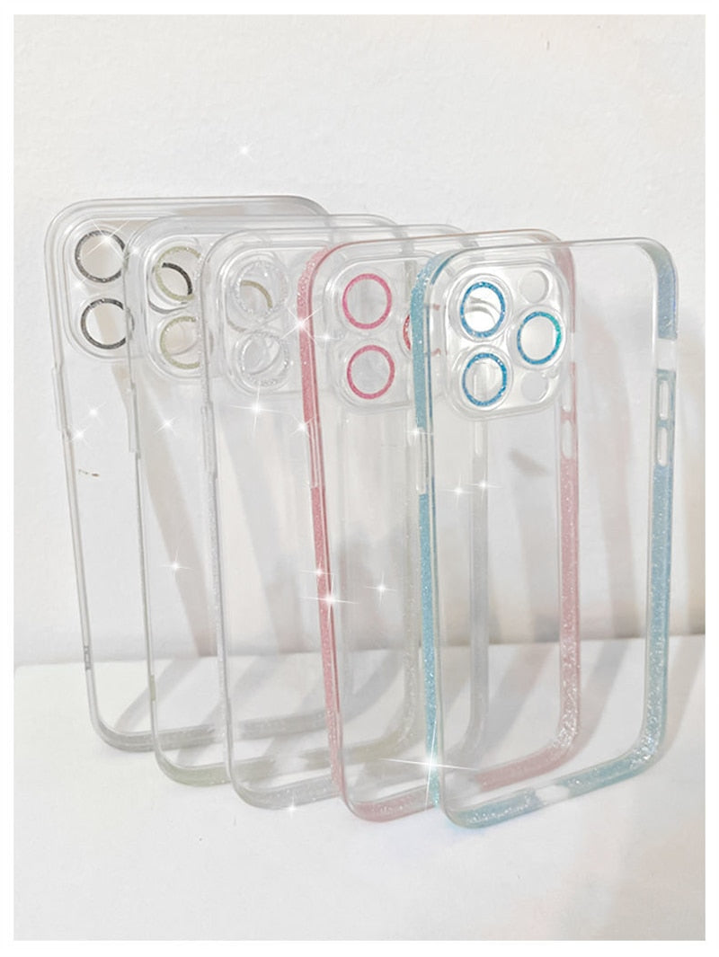 Transparent Glitter Sides and Camera Lens iPhone Case-Fonally-