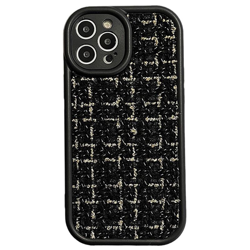 Tweed Fabric Styled iPhone Case-Fonally-For iPhone 11-Black-