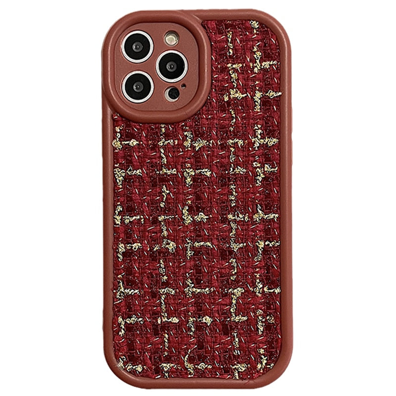 Tweed Fabric Styled iPhone Case-Fonally-For iPhone 11-Red-