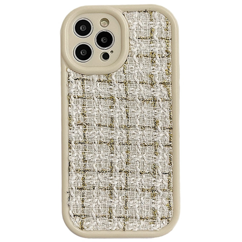 Tweed Fabric Styled iPhone Case-Fonally-For iPhone 11-White-