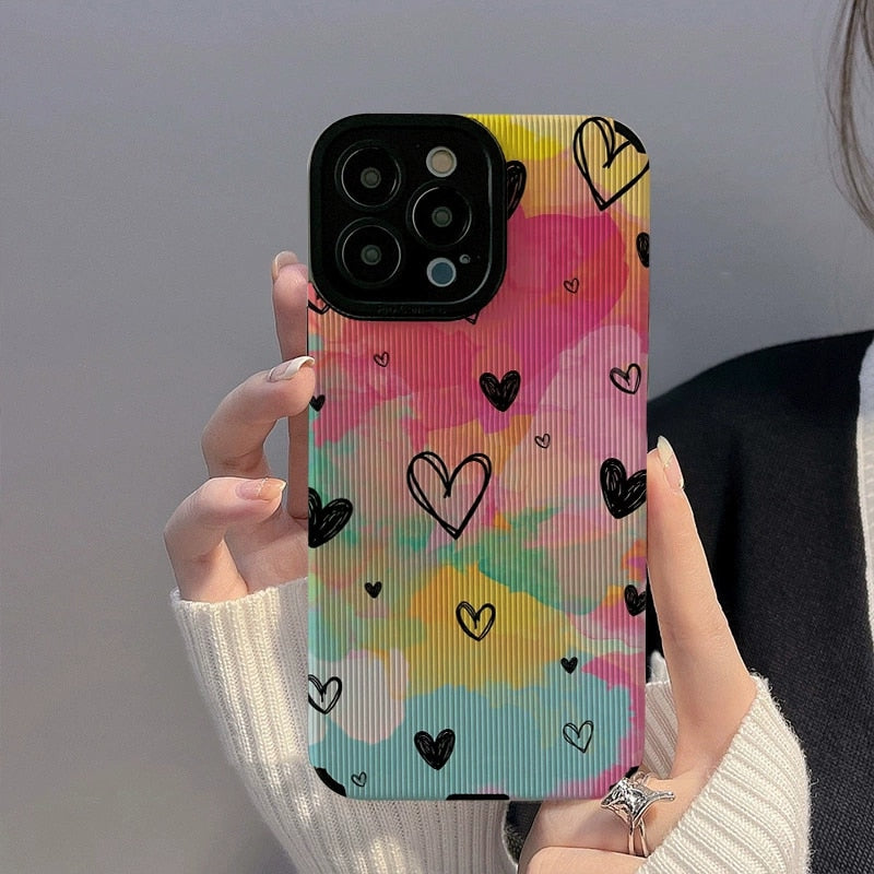 Watercolor Love Heart Painting iPhone Case-Fonally-
