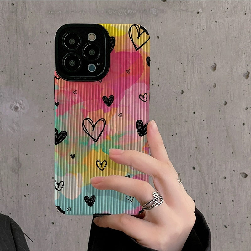 Watercolor Love Heart Painting iPhone Case-Fonally-