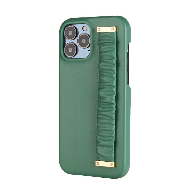Wrist Strap Plain Lambskin iPhone Case-Fonally-For iPhone 11-Green-