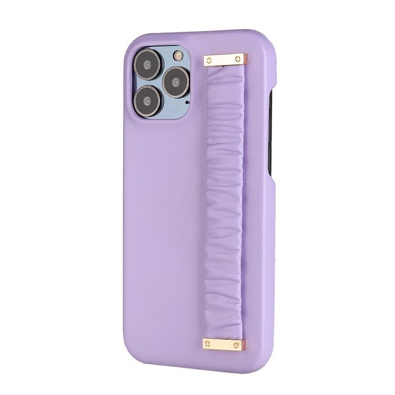 Wrist Strap Plain Lambskin iPhone Case-Fonally-For iPhone 11-Purple-