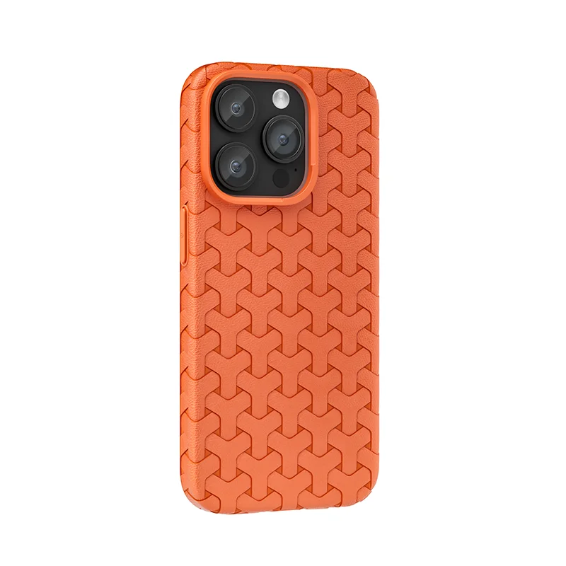 Y Shaped Geometric iPhone Case-Fonally-For iPhone 15 Pro Max-Orange-