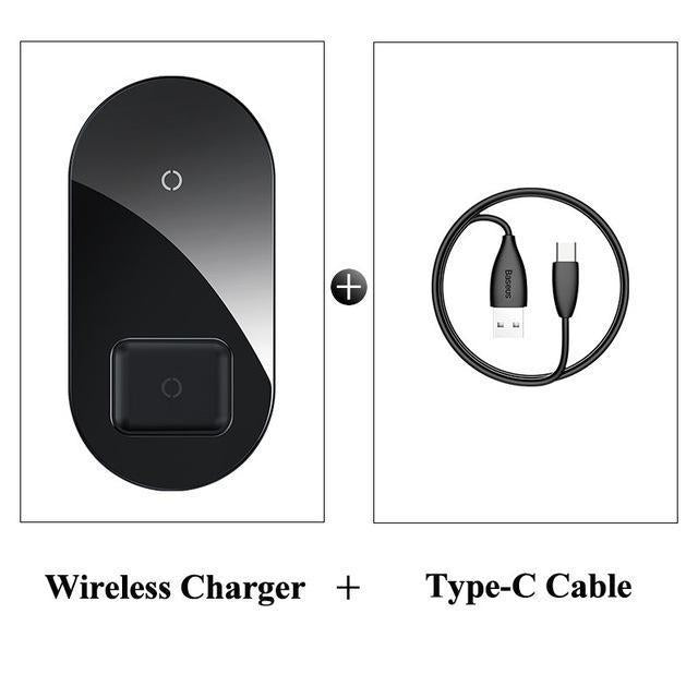2 in 1 Wireless Charger-Fonally-Black-