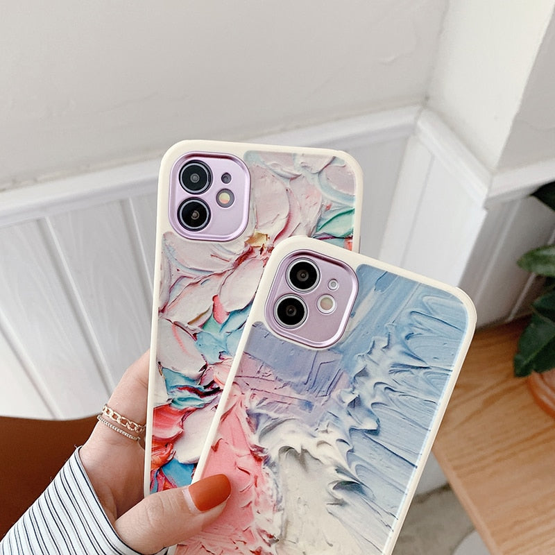 3D Effect Oil Painting iPhone Case-Fonally-Fonally-iPhone-Case-Cute-Royal-Protective
