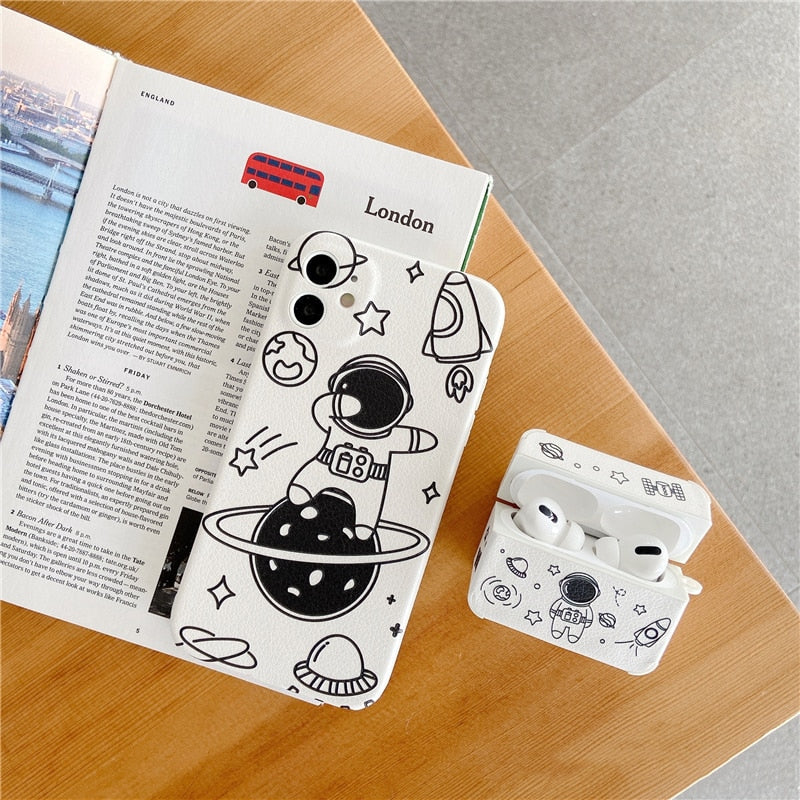 Astronaut iPhone and AirPods Combo-Fonally-Fonally-iPhone-Case-Cute-Royal-Protective