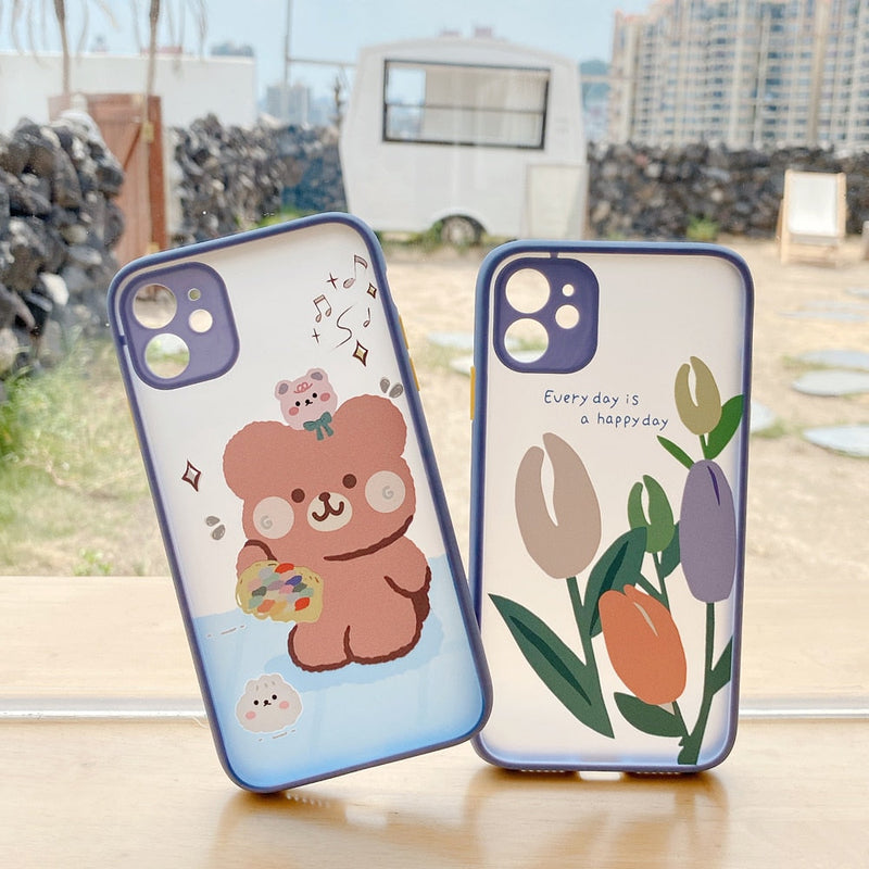 Bear & Flowers iPhone Case-Fonally-Fonally-iPhone-Case-Cute-Royal-Protective