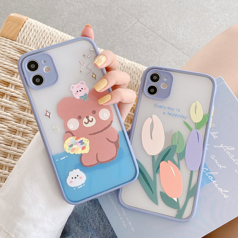 Bear & Flowers iPhone Case-Fonally-Fonally-iPhone-Case-Cute-Royal-Protective