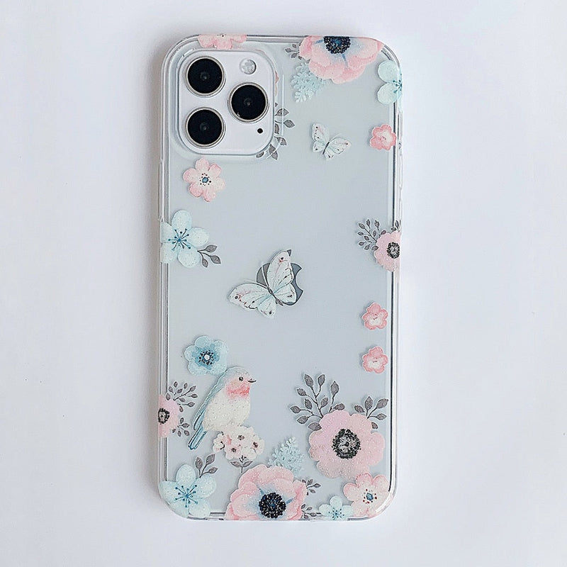 Blue Butterfly & Flower iPhone Case-Fonally-Fonally-iPhone-Case-Cute-Royal-Protective