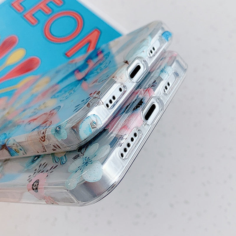 Blue Butterfly & Flower iPhone Case-Fonally-Fonally-iPhone-Case-Cute-Royal-Protective