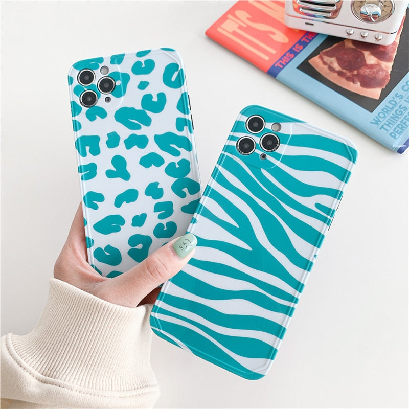 Blue Leopard Print iPhone Case-Fonally-Fonally-iPhone-Case-Cute-Royal-Protective