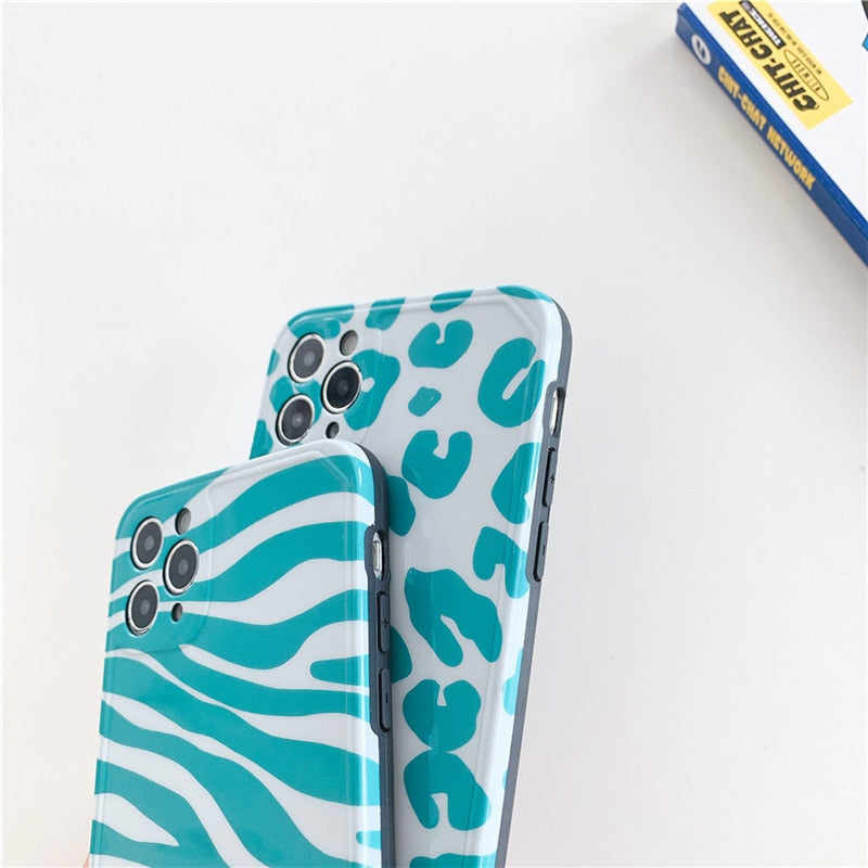 Blue Leopard Print iPhone Case-Fonally-Fonally-iPhone-Case-Cute-Royal-Protective