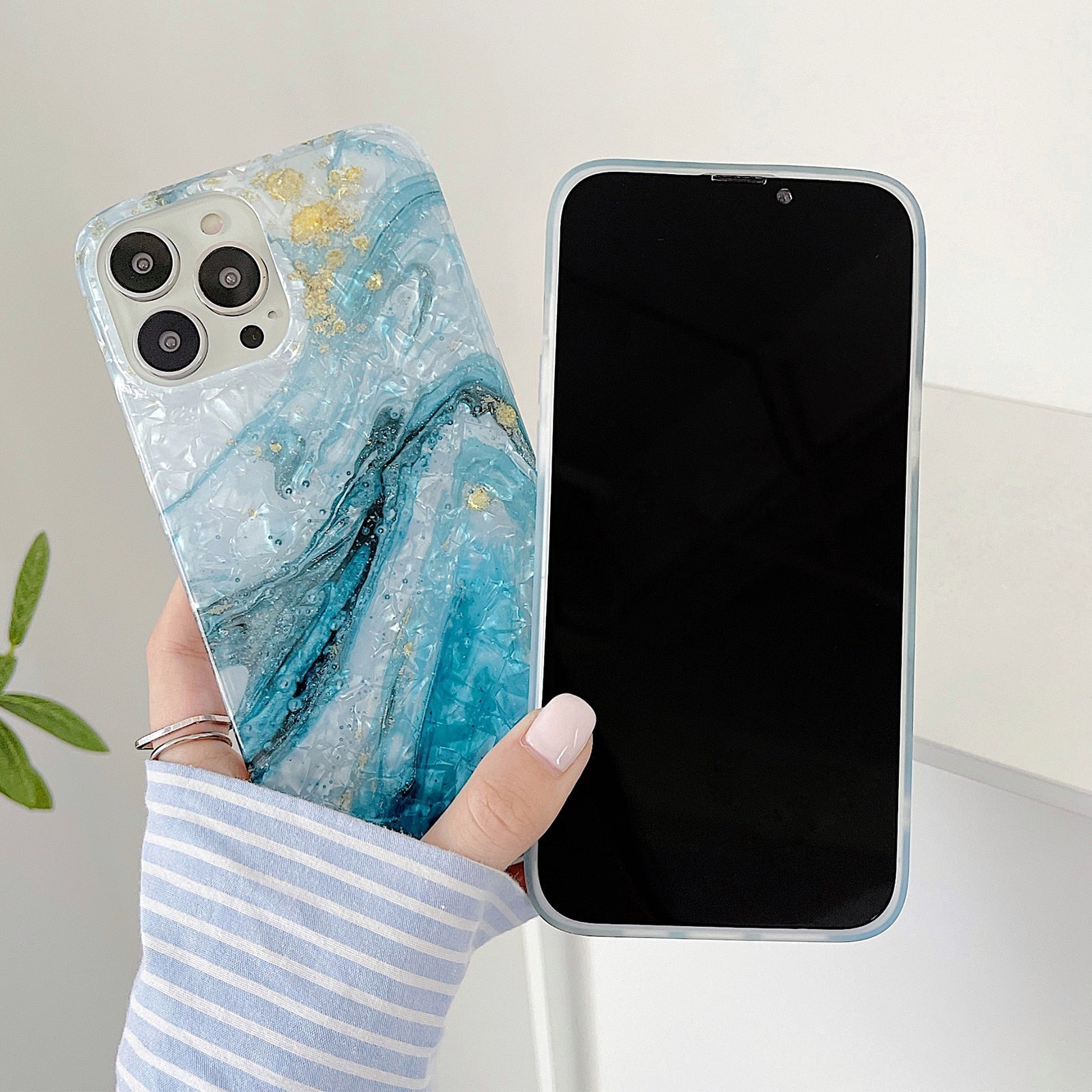 Blue Pearly Marble iPhone Case-Fonally-