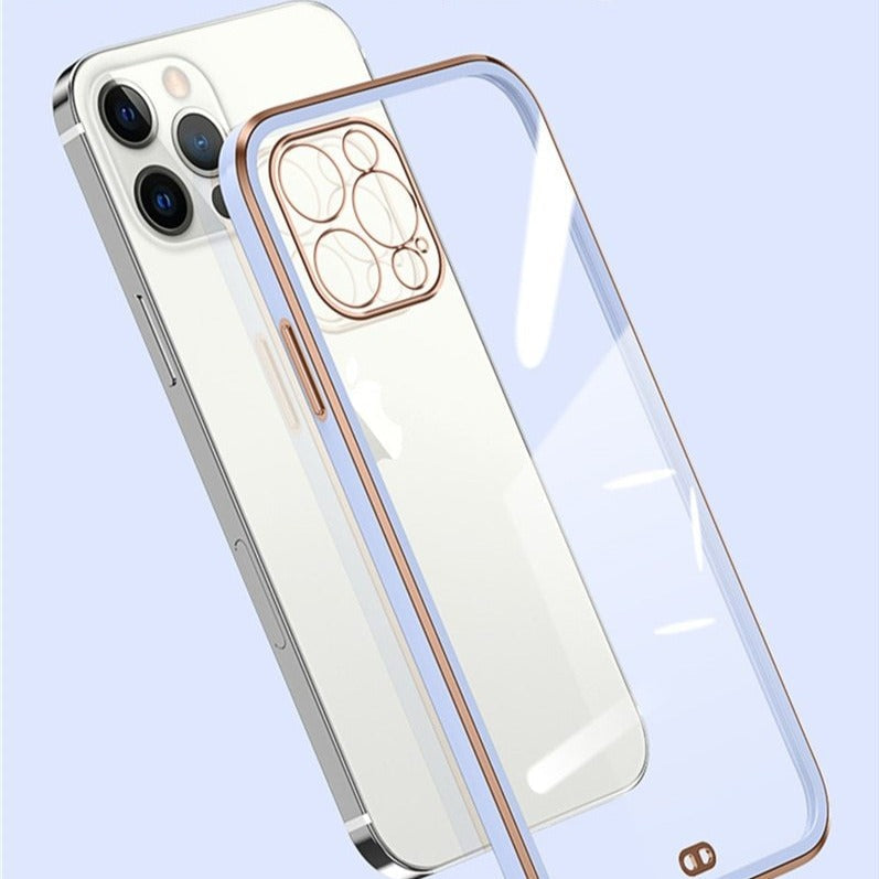 Bronze Side Electroplated Clear iPhone Case-Fonally-Fonally-iPhone-Case-Cute-Royal-Protective