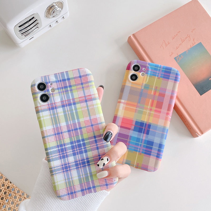Colorful Plaid iPhone Case-Fonally-Fonally-iPhone-Case-Cute-Royal-Protective