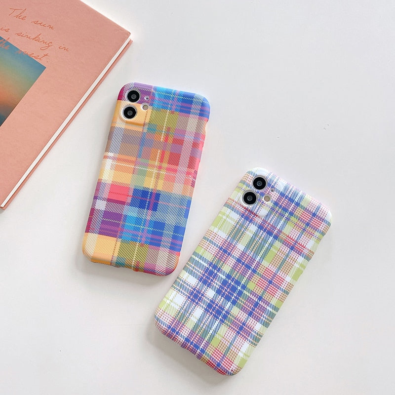 Colorful Plaid iPhone Case-Fonally-Fonally-iPhone-Case-Cute-Royal-Protective