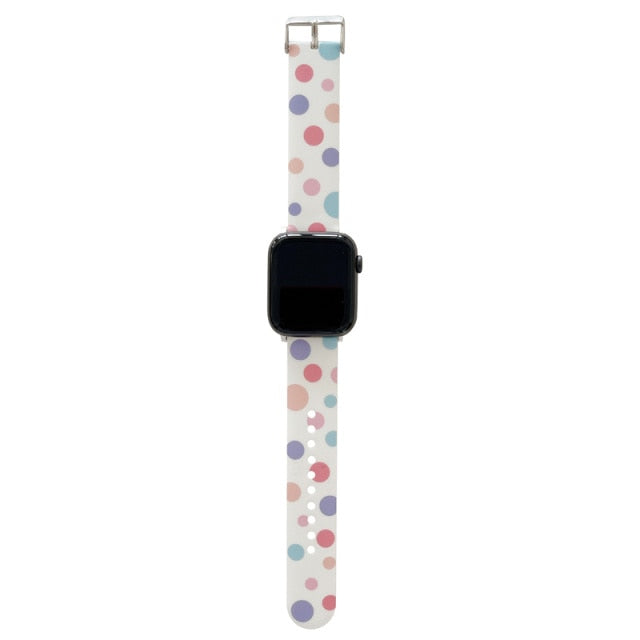 Black and White Polka Dot Silicone Apple Watch Band 38/40 mm