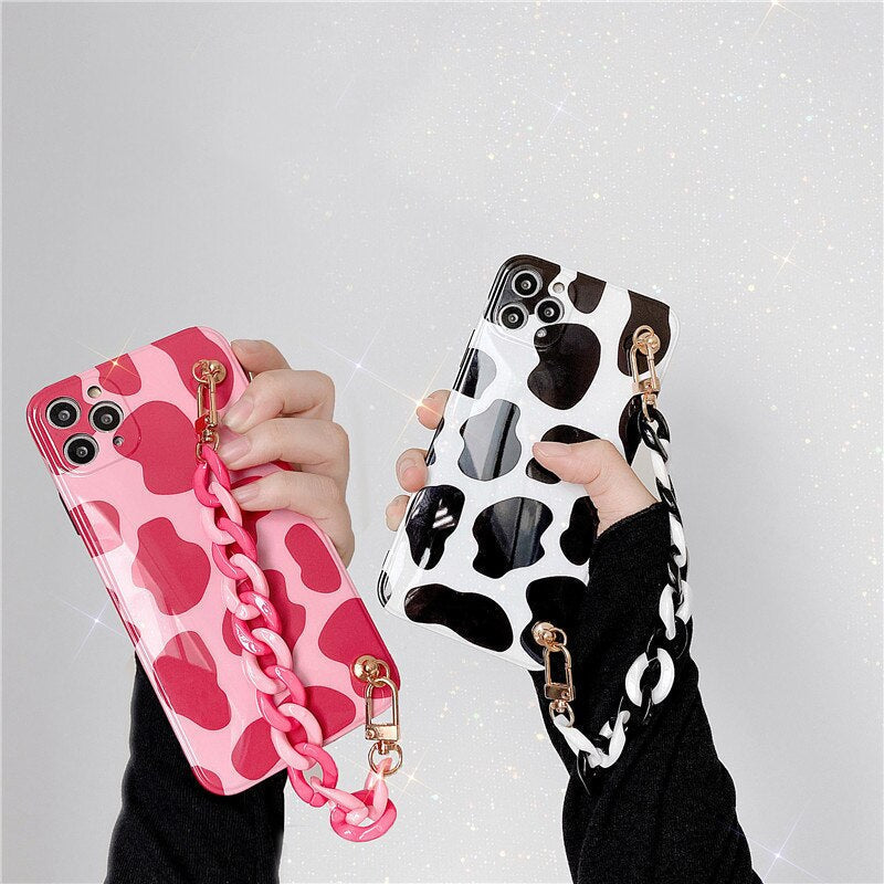 Cow Print iPhone Case with strap-Fonally-Fonally-iPhone-Case-Cute-Royal-Protective