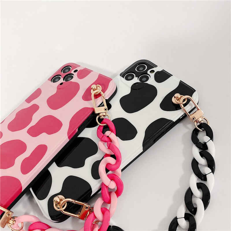 Cow Print iPhone Case with strap-Fonally-Fonally-iPhone-Case-Cute-Royal-Protective
