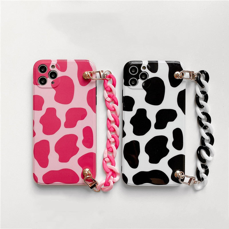 Cow Print iPhone Case with strap-Fonally-Fonally-iPhone-Case-Cute-Royal-Protective