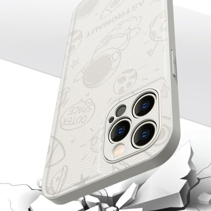 Cute Astronaut Soft Leather iPhone Case-Fonally-