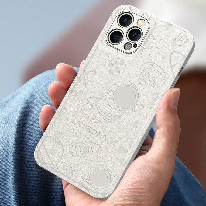 Cute Astronaut Soft Leather iPhone Case-Fonally-