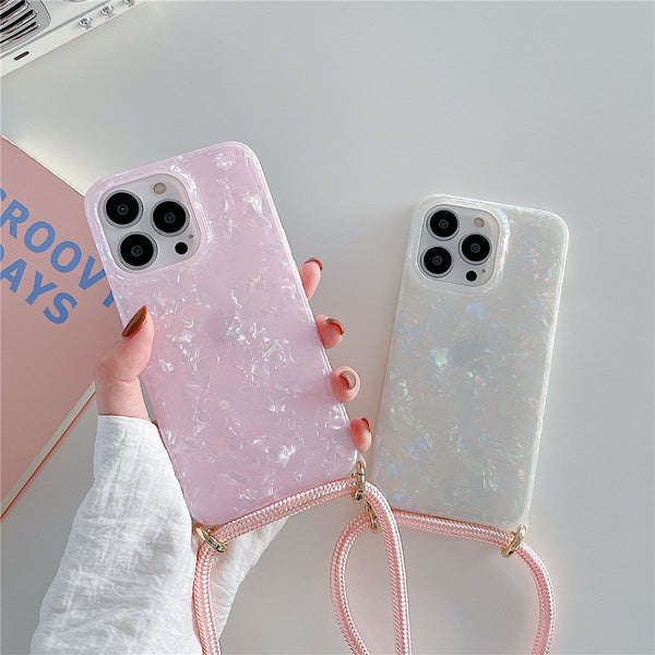 Dreamy Pearl Marble iPhone Case with Lanyard-Fonally-Fonally-iPhone-Case-Cute-Royal-Protective