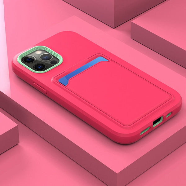 Dual Color Silicone iPhone Case with Card Slot-Fonally-Fonally-iPhone-Case-Cute-Royal-Protective