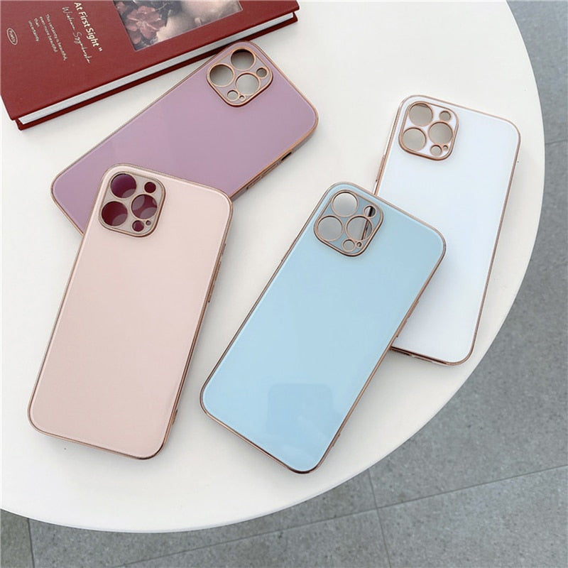 Electroplated Glass Back iPhone Case-Fonally-Fonally-iPhone-Case-Cute-Royal-Protective