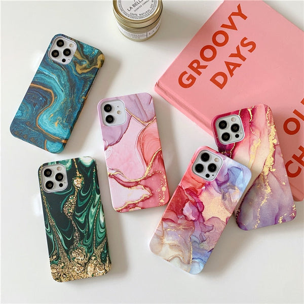 Electroplated Glitterflow Marble iPhone Case-Fonally-Fonally-iPhone-Case-Cute-Royal-Protective
