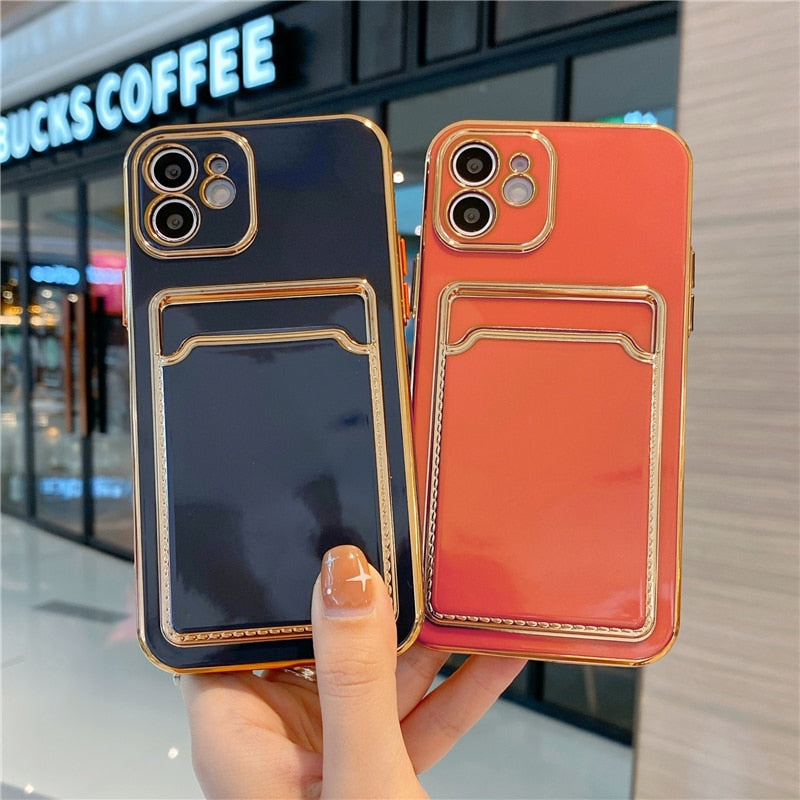 Electroplated iPhone Case with Card Slot-Fonally-Fonally-iPhone-Case-Cute-Royal-Protective