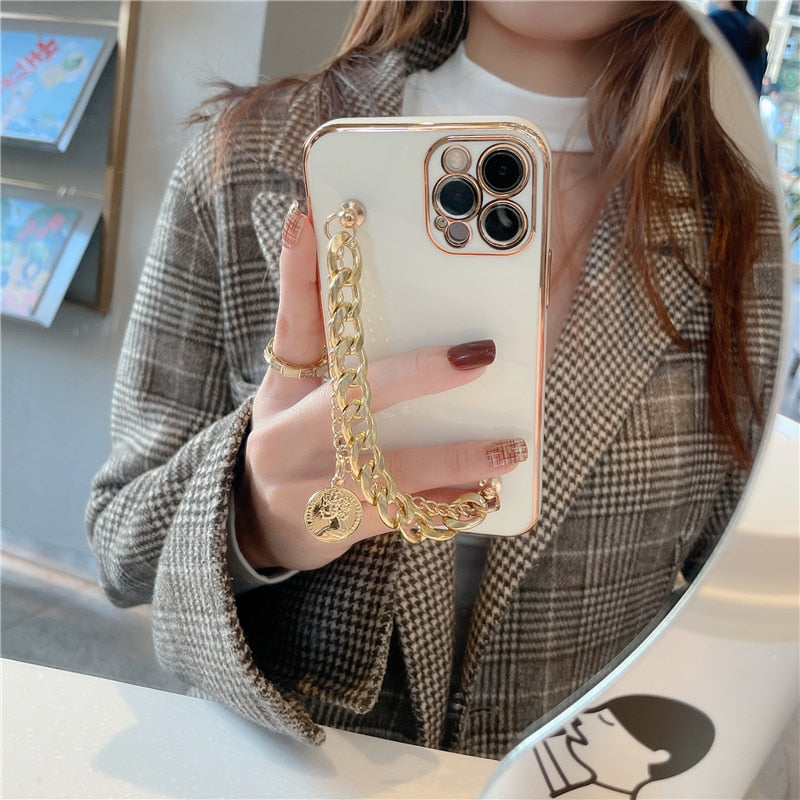 Electroplated iPhone Case with Chains-Fonally-Fonally-iPhone-Case-Cute-Royal-Protective