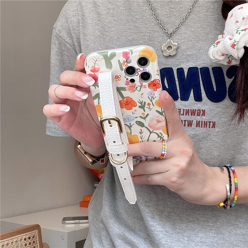 Flower iPhone Case with Belt-Fonally-Fonally-iPhone-Case-Cute-Royal-Protective