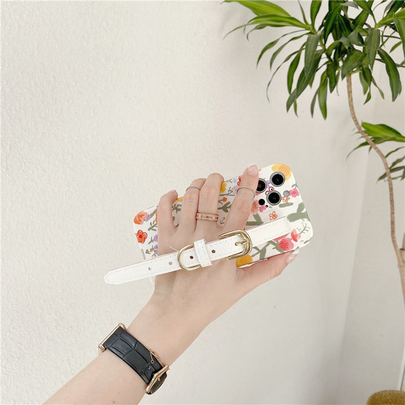 Flower iPhone Case with Belt-Fonally-Fonally-iPhone-Case-Cute-Royal-Protective
