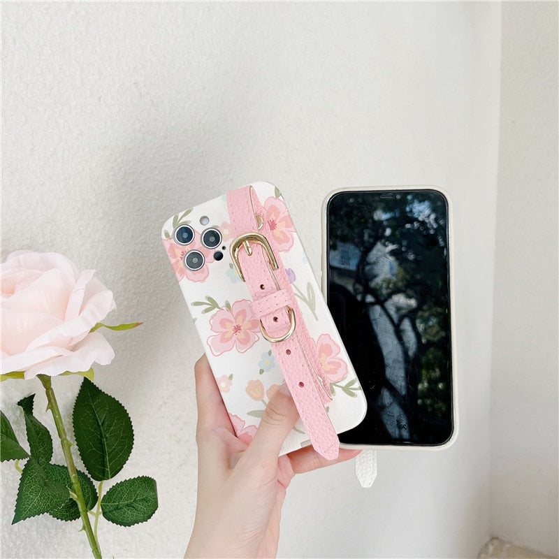 Flower iPhone Case with Belt-Fonally-Fonally-iPhone-Case-Cute-Royal-Protective