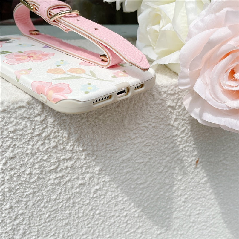 Flower iPhone Case with Belt-Fonally-Fonally-iPhone-Case-Cute-Royal-Protective