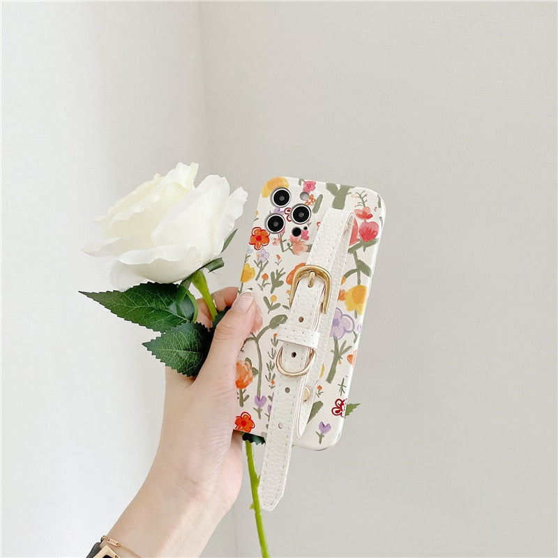 Flower iPhone Case with Belt-Fonally-Fonally-iPhone-Case-Cute-Royal-Protective