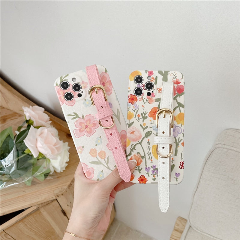 Flower iPhone Case with Belt-Fonally-Fonally-iPhone-Case-Cute-Royal-Protective