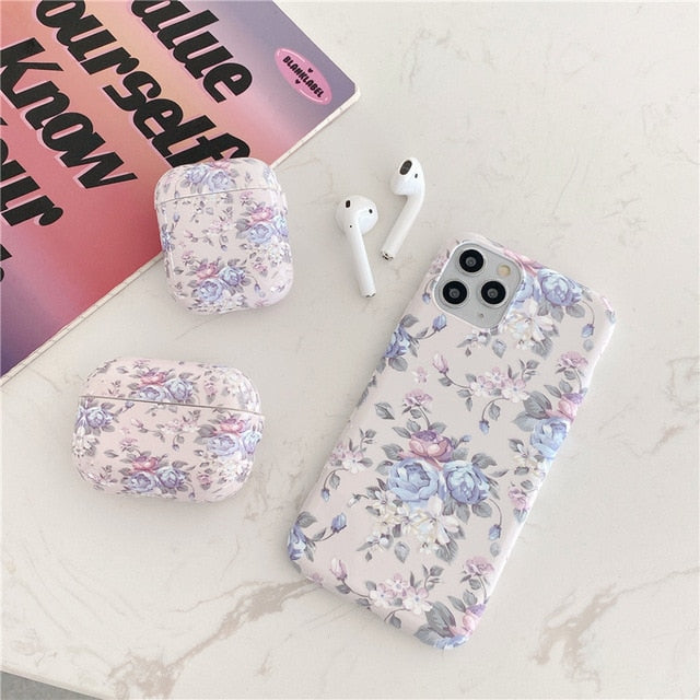 Flowers iPhone AirPods Case Combo 1-Fonally-for iPhone 12 Pro Max-B-With Airpods Pro-Fonally-iPhone-Case-Cute-Royal-Protective