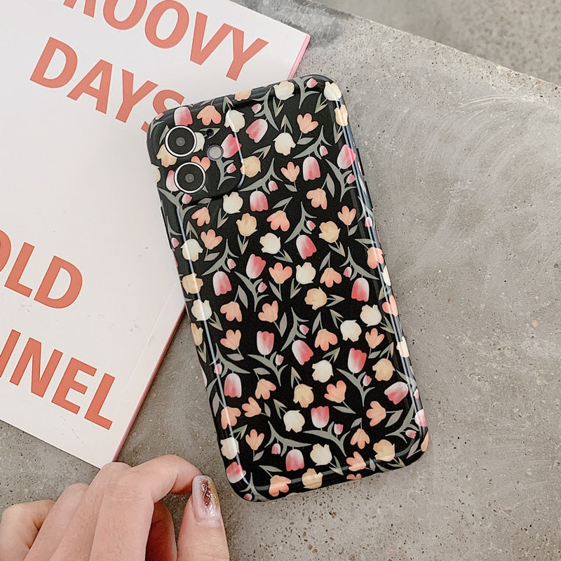 Flowers on Black iPhone Case-Fonally-Fonally-iPhone-Case-Cute-Royal-Protective
