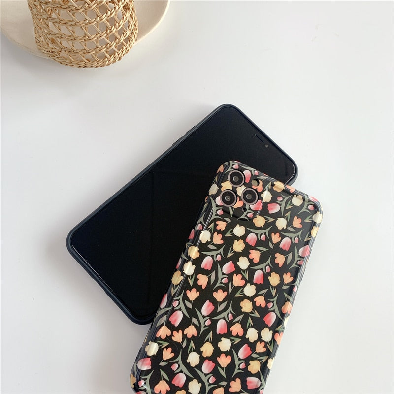 Flowers on Black iPhone Case-Fonally-Fonally-iPhone-Case-Cute-Royal-Protective