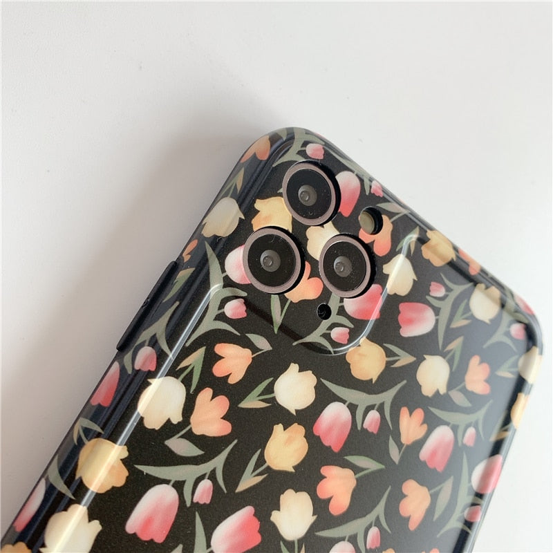 Flowers on Black iPhone Case-Fonally-Fonally-iPhone-Case-Cute-Royal-Protective