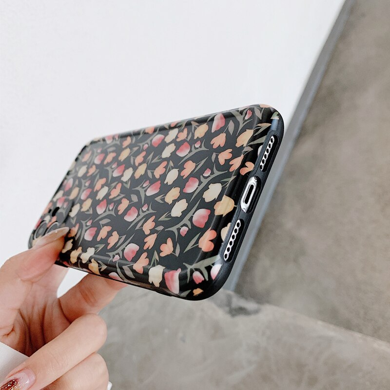 Flowers on Black iPhone Case-Fonally-Fonally-iPhone-Case-Cute-Royal-Protective