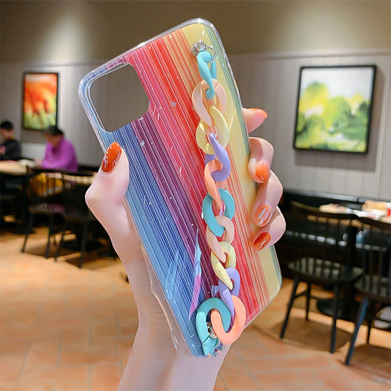 Glitter Rainbow iPhone Case with Colorful Chain-Fonally-Fonally-iPhone-Case-Cute-Royal-Protective